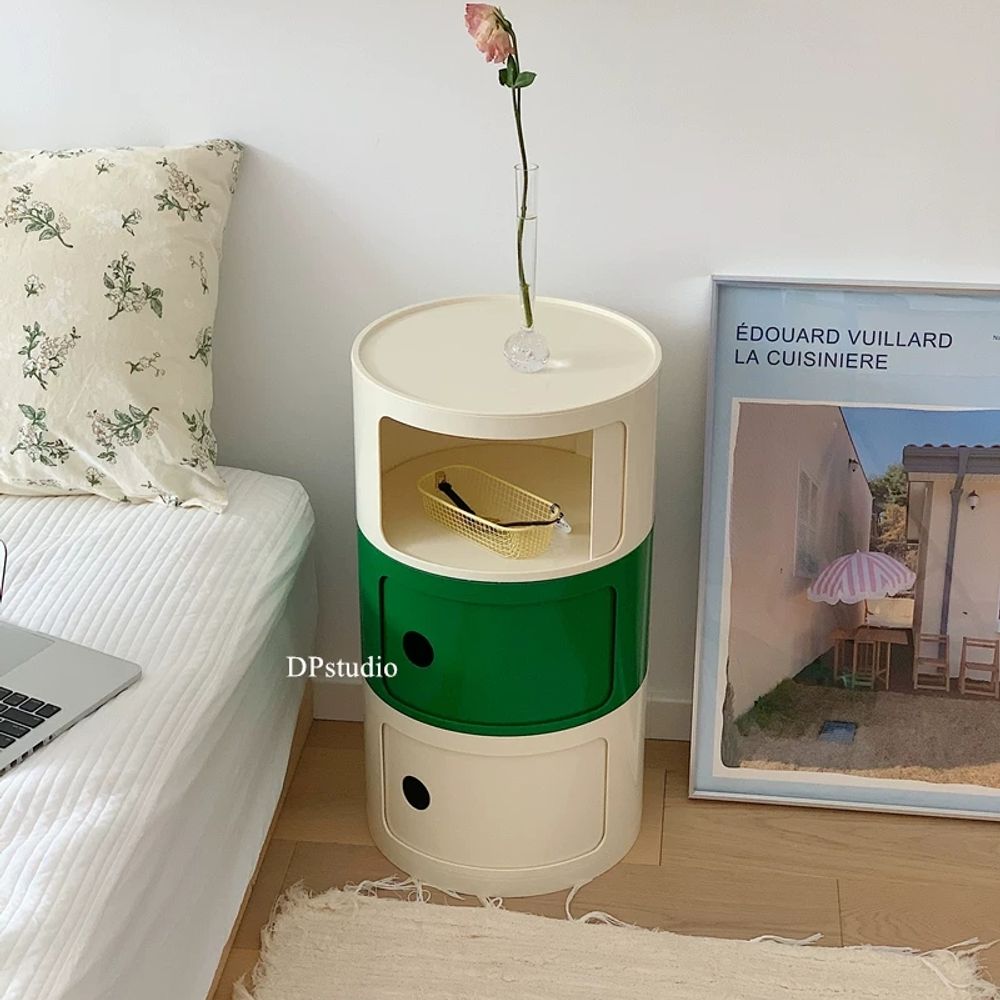 원형 정리함 라탄 수납함 거실 지름 철제 컬러 그린2칸 A. 단일 레이어, A. 직경 32 - 상세 이미지 4