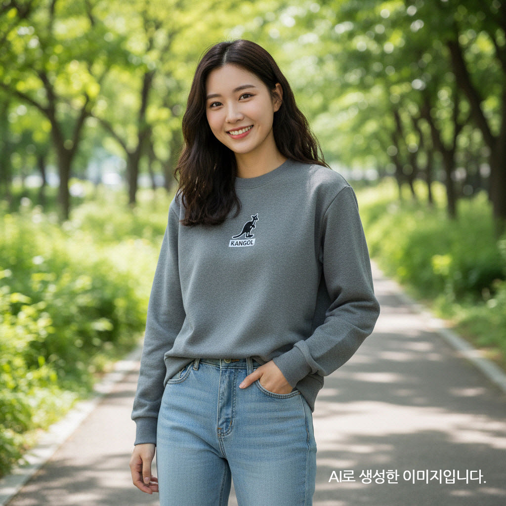 캉골 맨투맨 그레이 남녀공용 K96215 빅로고 - 상품 이미지