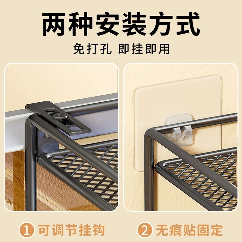 전화기 거치대 사무실 화이트 서류 바스켓 책상 파티션 정리대 선반 A. 블랙 2단 조절형 - 상세 이미지 4