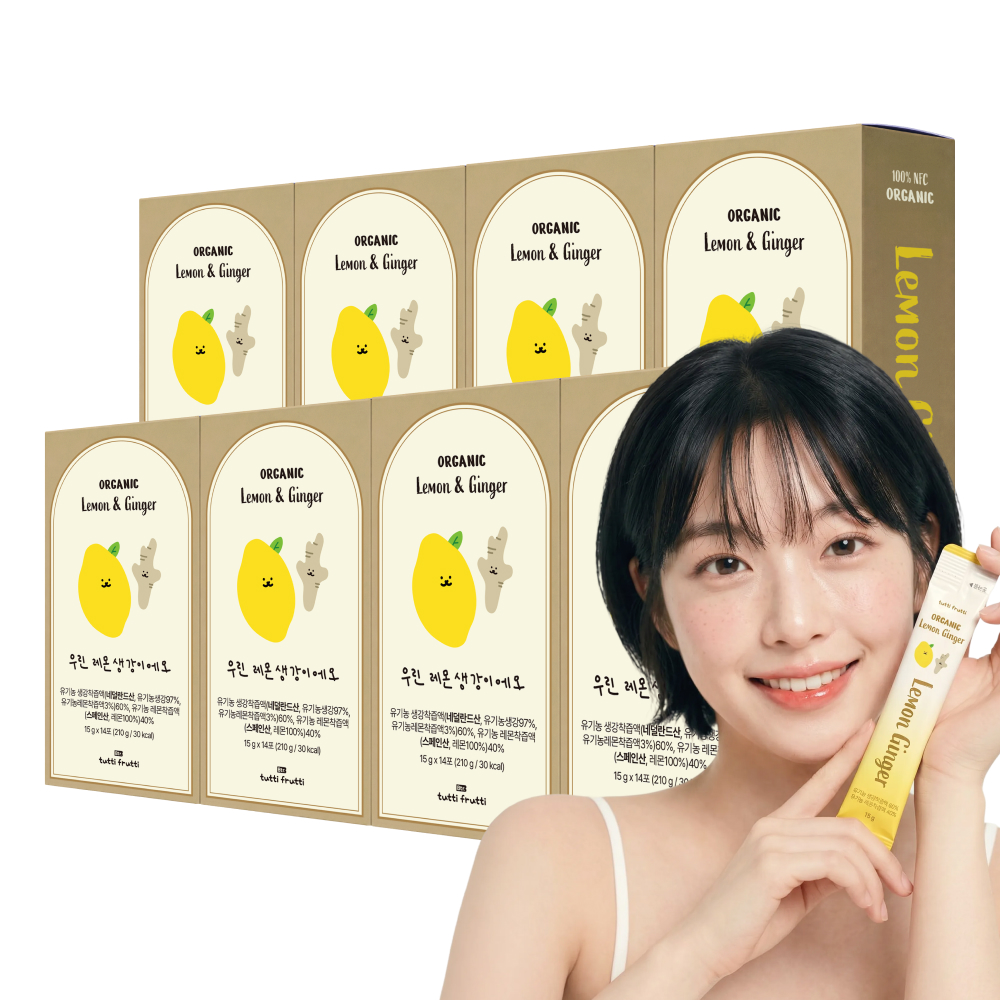 뚜띠프루티 우린 레몬생강이에오 유기농 레몬 생강즙 100% 진저샷 NFC 착즙 8박스 - 상품 이미지