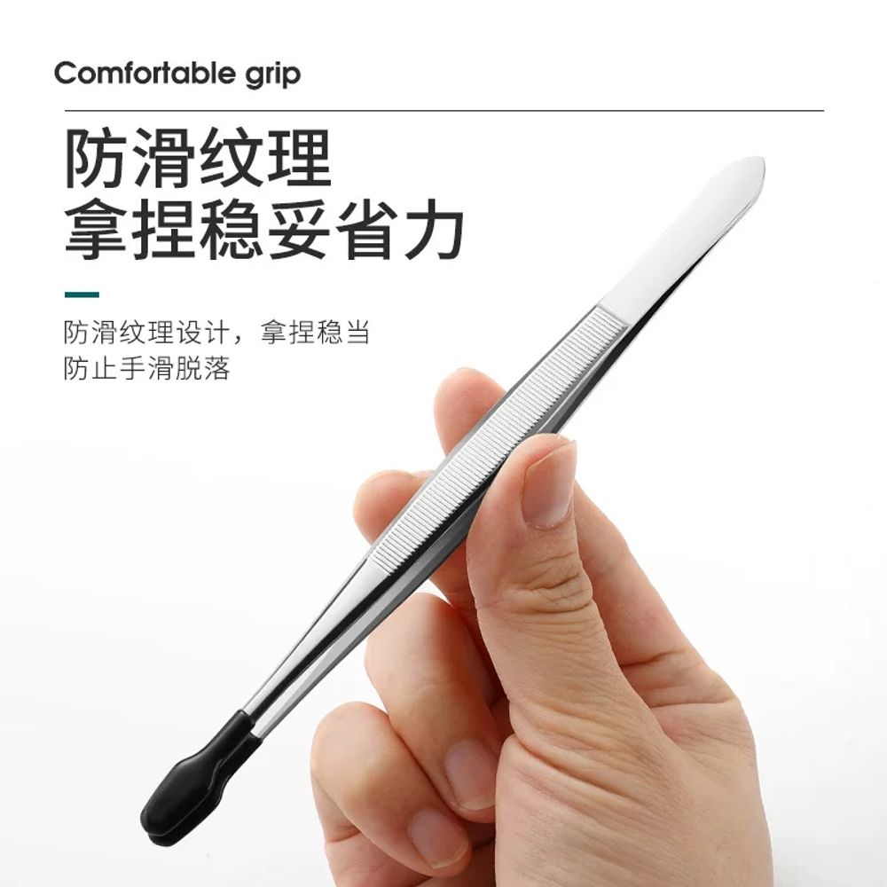 산업용핀셋 고무 팁 핀셋 각진 11.6cm 트위저 세트 블랙 C. 핀셋 3종 세트 오리지널 - 상세 이미지 2