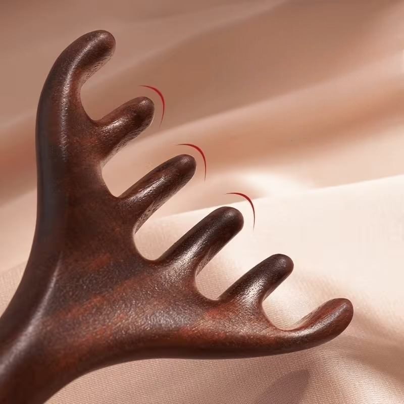 원목 나무 우드 괄사 마사지기 안마기 전신 승모근 바디 페이스 두피 마사지 경락 안마 지압 - 상세 이미지 2