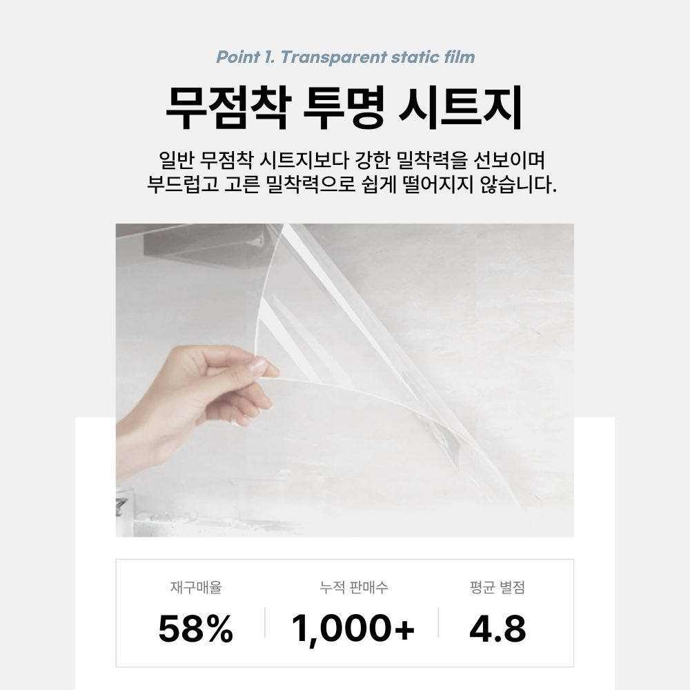 벽지보호 투명 시트지 가구 시트지 거실 주방 필름지 부엌 무점착 시트 이미지 4