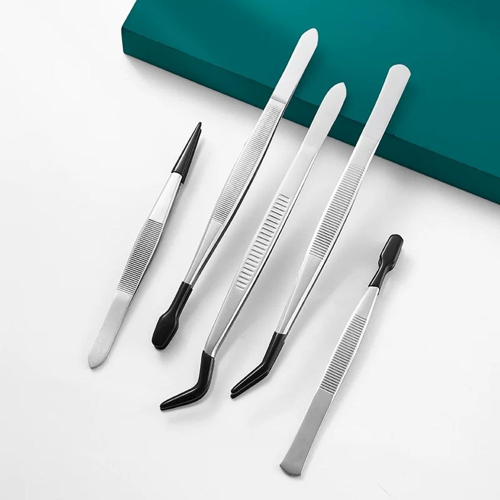 산업용핀셋 고무 팁 핀셋 각진 11.6cm 트위저 세트 블랙 C. 핀셋 3종 세트 오리지널 - 상세 이미지 4