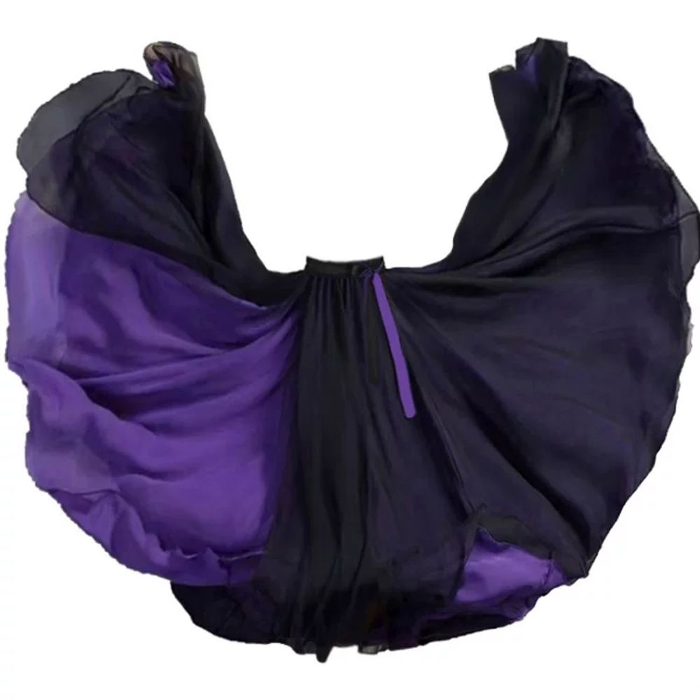 한국 무용 풀 스커트 쉬폰 한국무용풀치마 의상 A. 블랙+퍼플 720 양면, A. 80cm - 상세 이미지 5