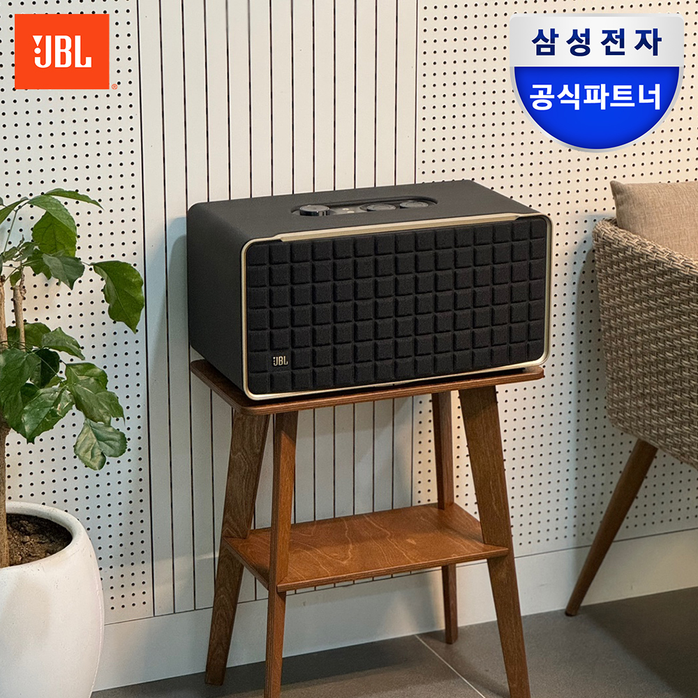삼성공식파트너 JBL Authentics 500 어센틱 블루투스 스피커 블랙+우드 스탠드(월넛) - 상품 이미지