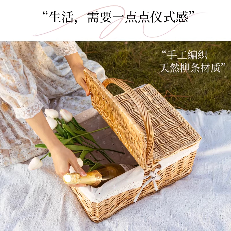 텐서 피크닉 볼가바구니 라탄 유럽 스타일 보관 - 상세 이미지 3