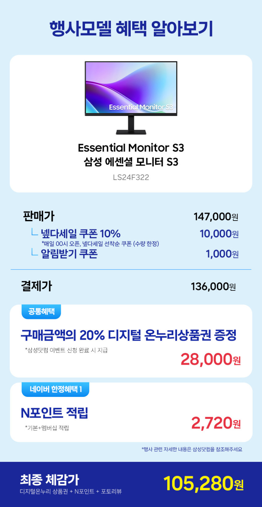 삼성전자 LS24F322 60.4cm(24인치) IPS 120Hz 사무용 모니터 판매처 상세 정보 이미지 2
