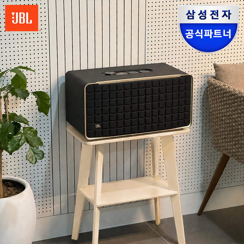 삼성공식파트너 JBL Authentics 500 어센틱 블루투스 스피커 블랙+우드 스탠드(크림) - 상품 이미지