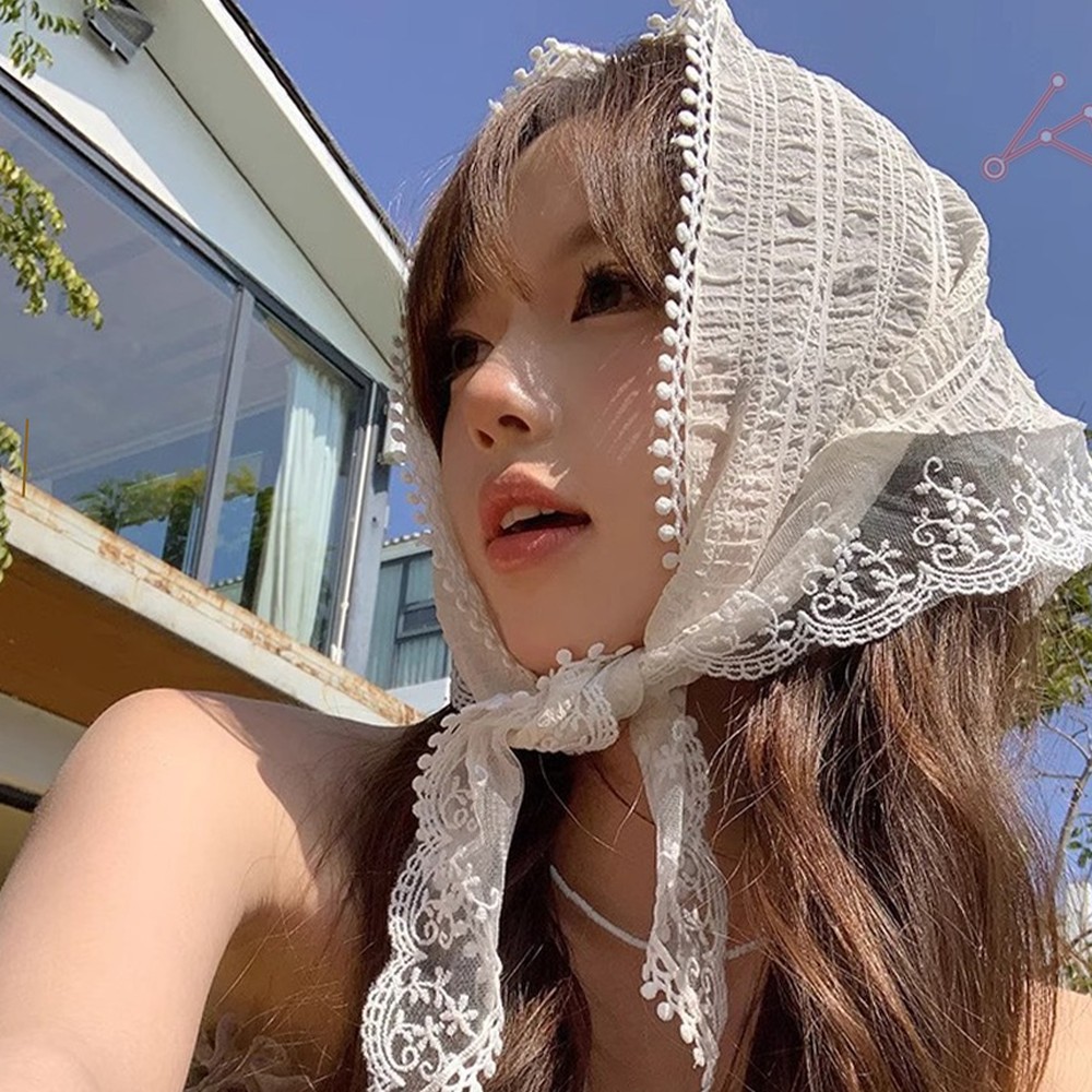 여성스러운여성코디헤어터번 가벼운소재데일리룩 캐주얼무드반다나스타일레이스터번 - 상품 이미지