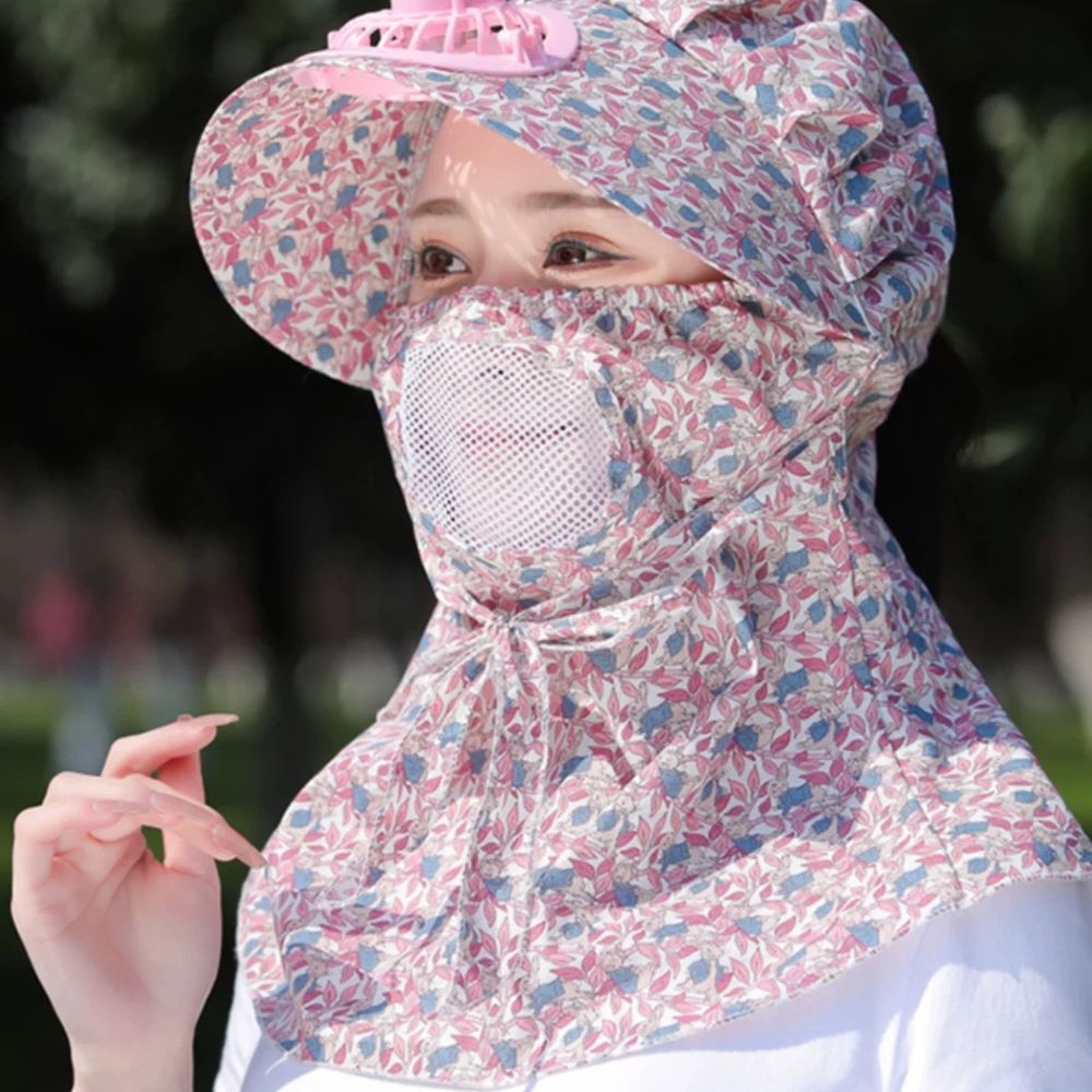 텃밭 농사 선풍기모자 자외선차단 썬캡 농촌 A A. 원사이즈 55-58cm, A. 하늘색 - 상품 이미지