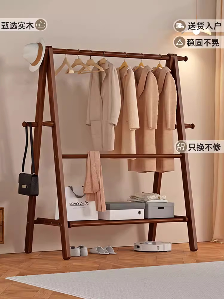 원목 코너 행거 옷장 수납 스탠드 드레스룸 틈새 옷걸이 80cm - 상세 이미지 2