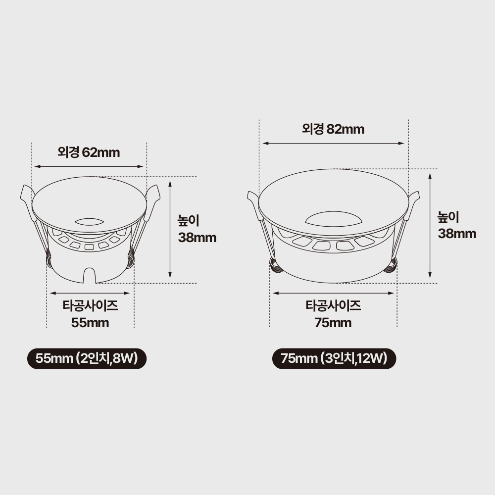TS 호른 슬림 호른 플러스 COB 55mm(2인치) 다운라이트 8W 집중형 확산형 - 상세 이미지 5