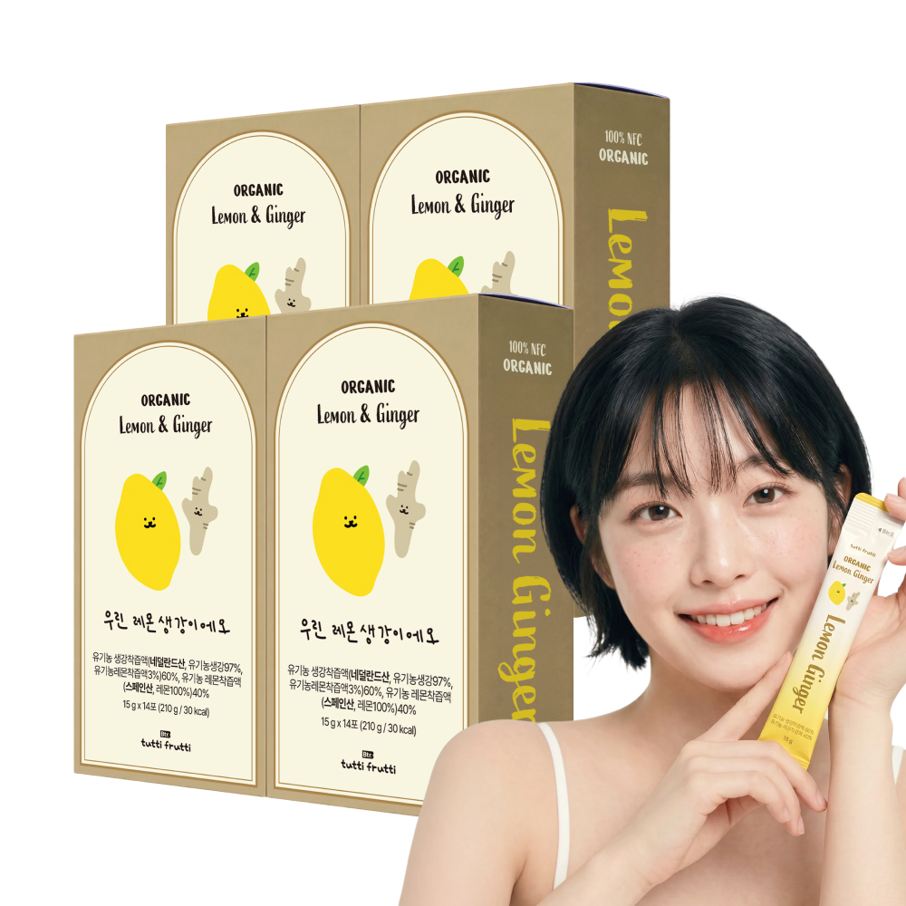 뚜띠프루티 우린 레몬생강이에오 유기농 레몬 생강즙 100% 진저샷 NFC 착즙 4박스 - 상품 이미지
