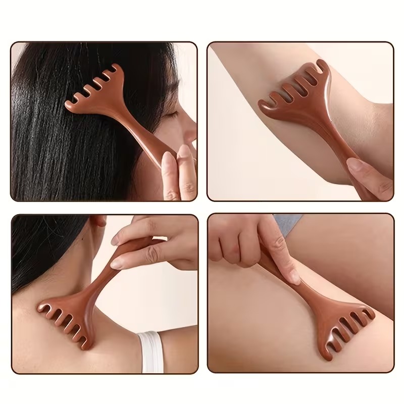 원목 나무 우드 괄사 마사지기 안마기 전신 승모근 바디 페이스 두피 마사지 경락 안마 지압 - 상세 이미지 4