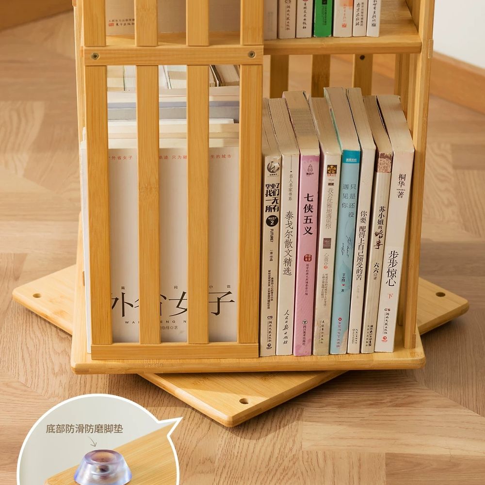 책장 회전 책꽂이 7단 교구장 틈새 6단 갈색 북타워 파티션만화책선반 선 A. 대나무 6겹 - 상세 이미지 4