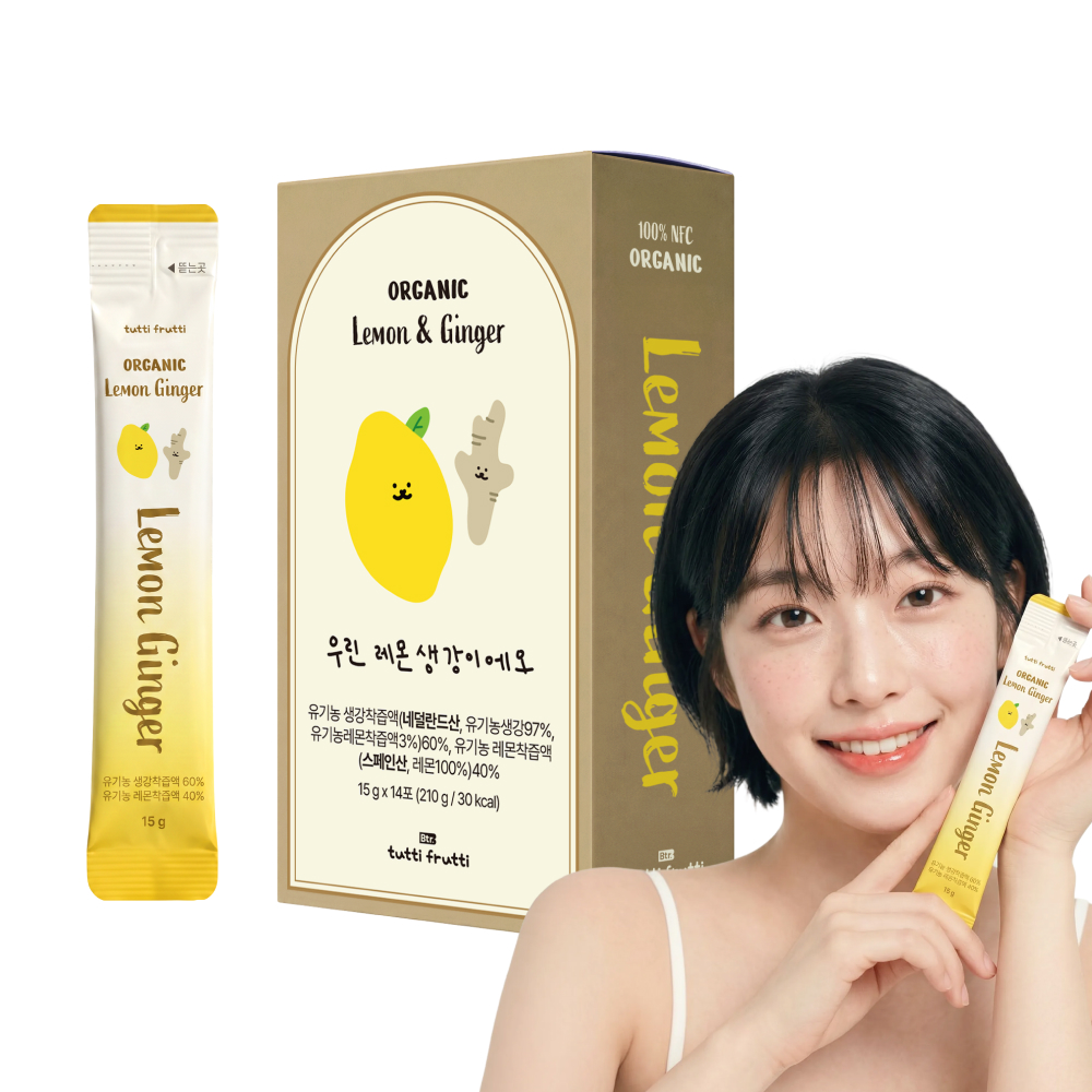 뚜띠프루티 우린 레몬생강이에오 유기농 레몬 생강즙 100% 진저샷 NFC 착즙 1박스 14포 - 상품 이미지