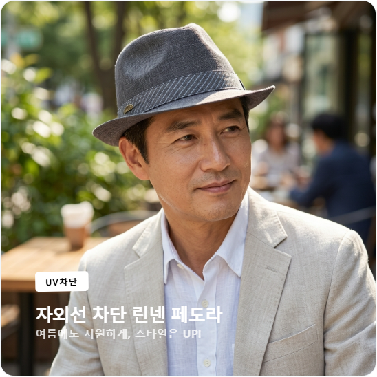 라네이처 남자 여름 페도라 린넨 마 중절모 중년 남성 신사 모자 자외선차단 - 상품 이미지
