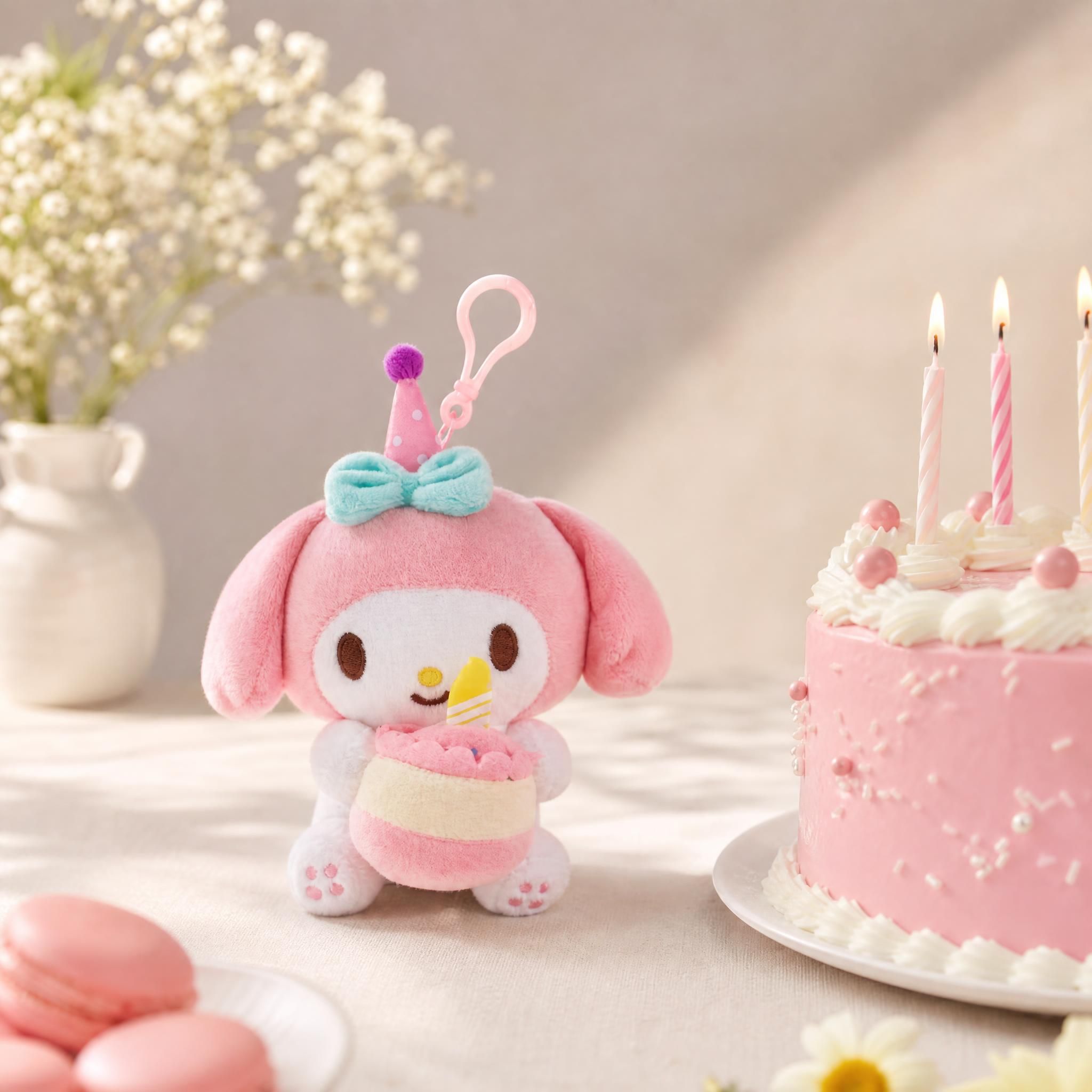 산리오 마이멜로디인형 생일축하 소형 가방고리 키링 이미지 6