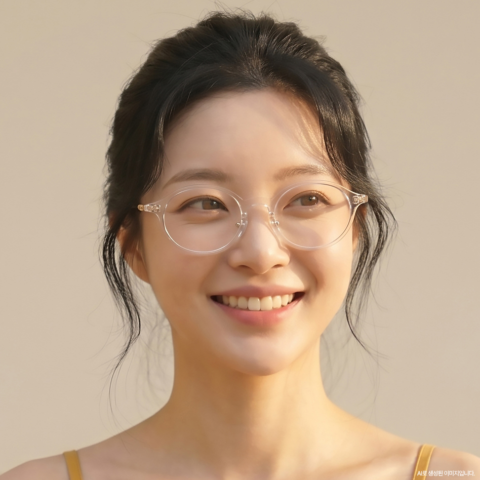 블루라이트차단안경 긱시크 가벼운 티타늄안경테 호피 얇은 투명뿔테안경 오벌형 이미지 7