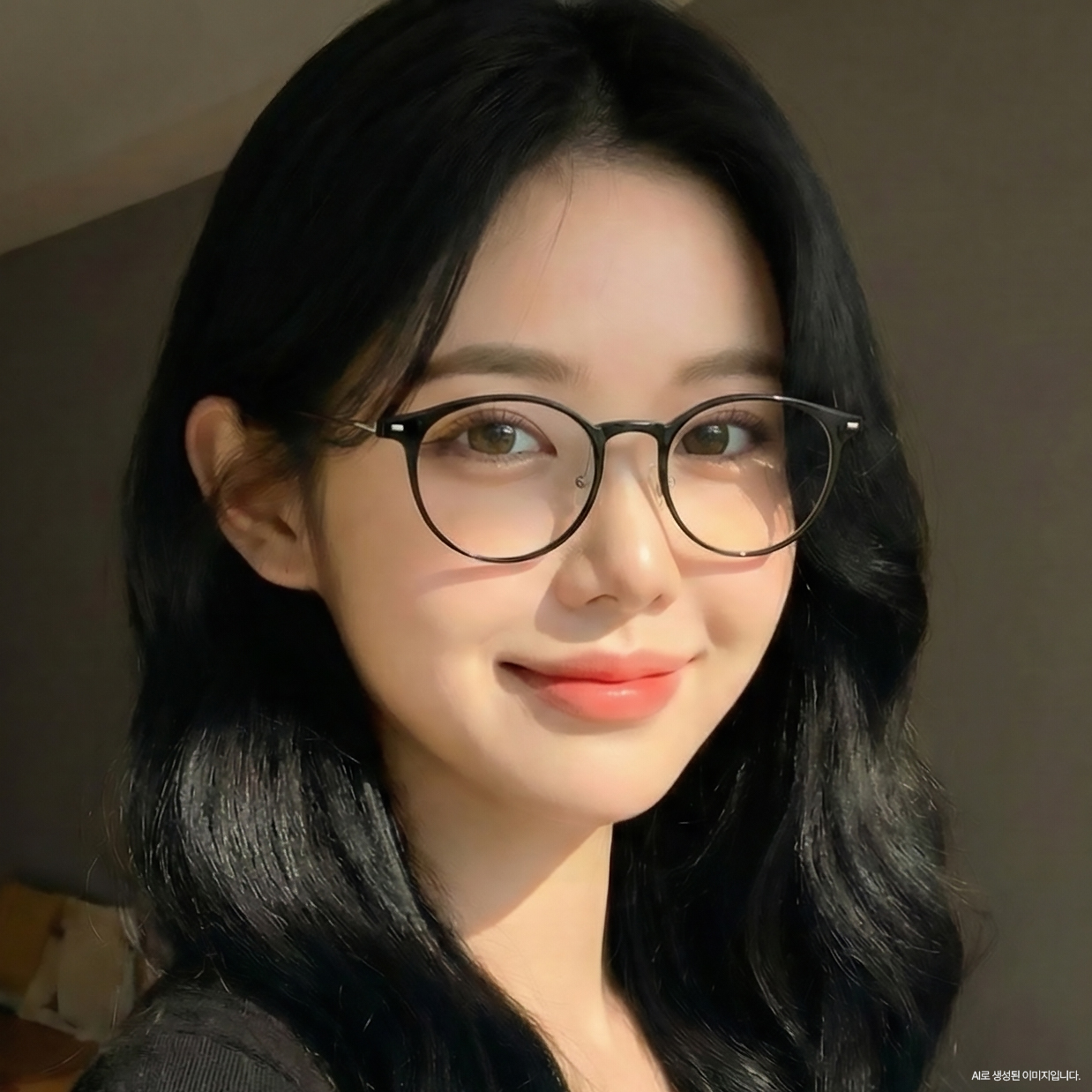 가벼운 티타늄안경테 동그란안경테 얇은 투명뿔테안경 블루라이트차단 변색렌즈 이미지 2