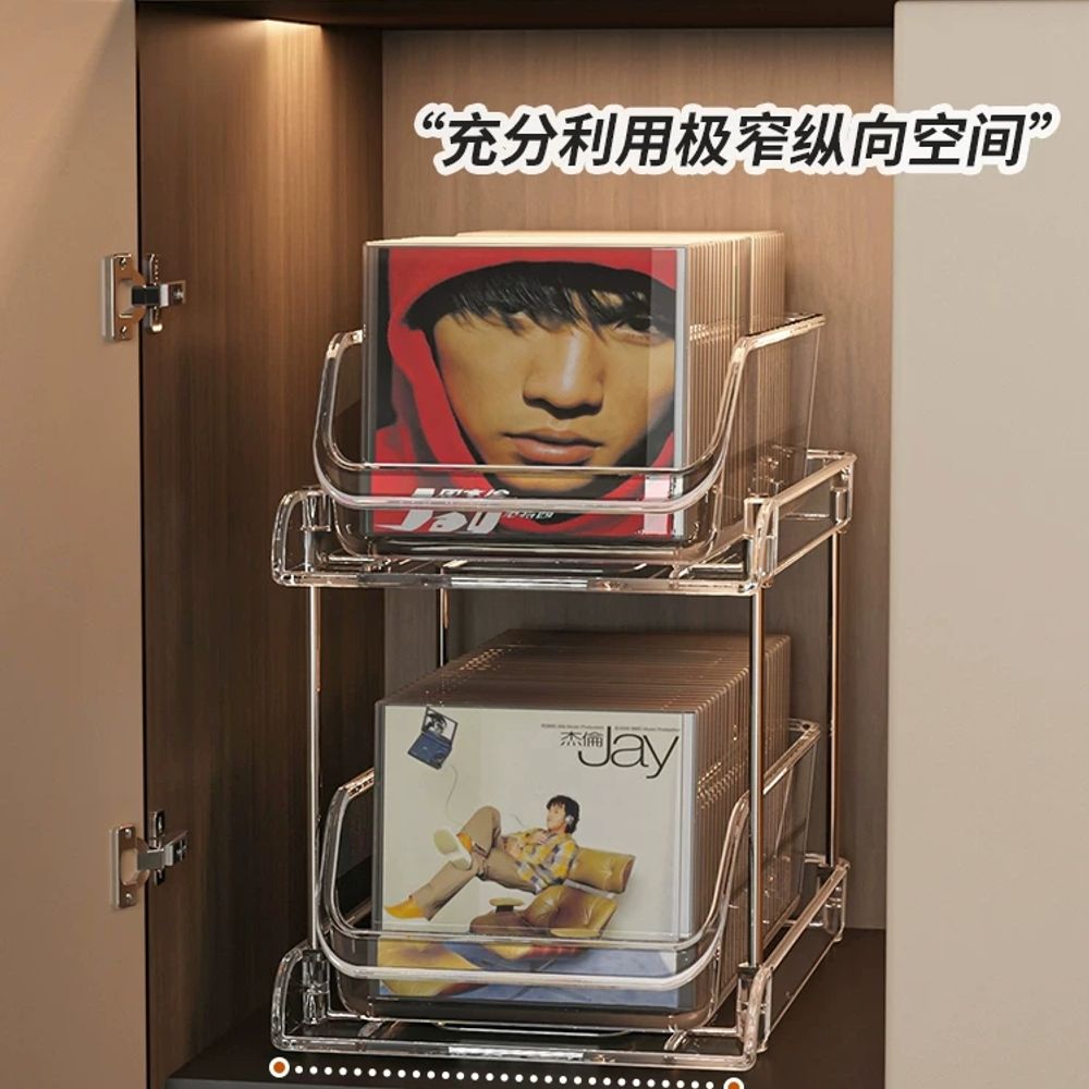 서랍형 CD장 2단 턴테이블선반 앨범 진열대 인테리어 E. 단품 1개 - 상세 이미지 2