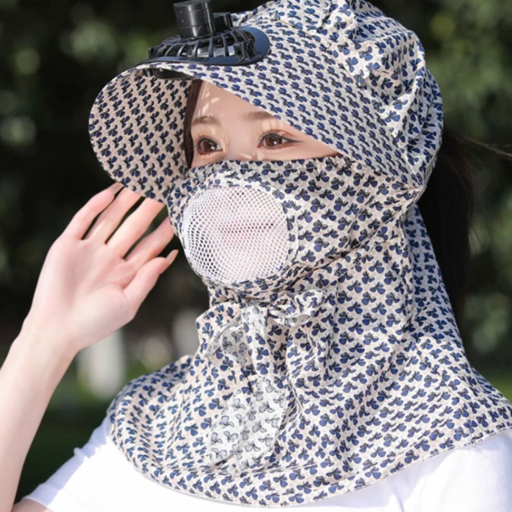 텃밭 농사 선풍기모자 자외선차단 썬캡 농촌 A A. 원사이즈 55-58cm, A. 하늘색 - 상세 이미지 3