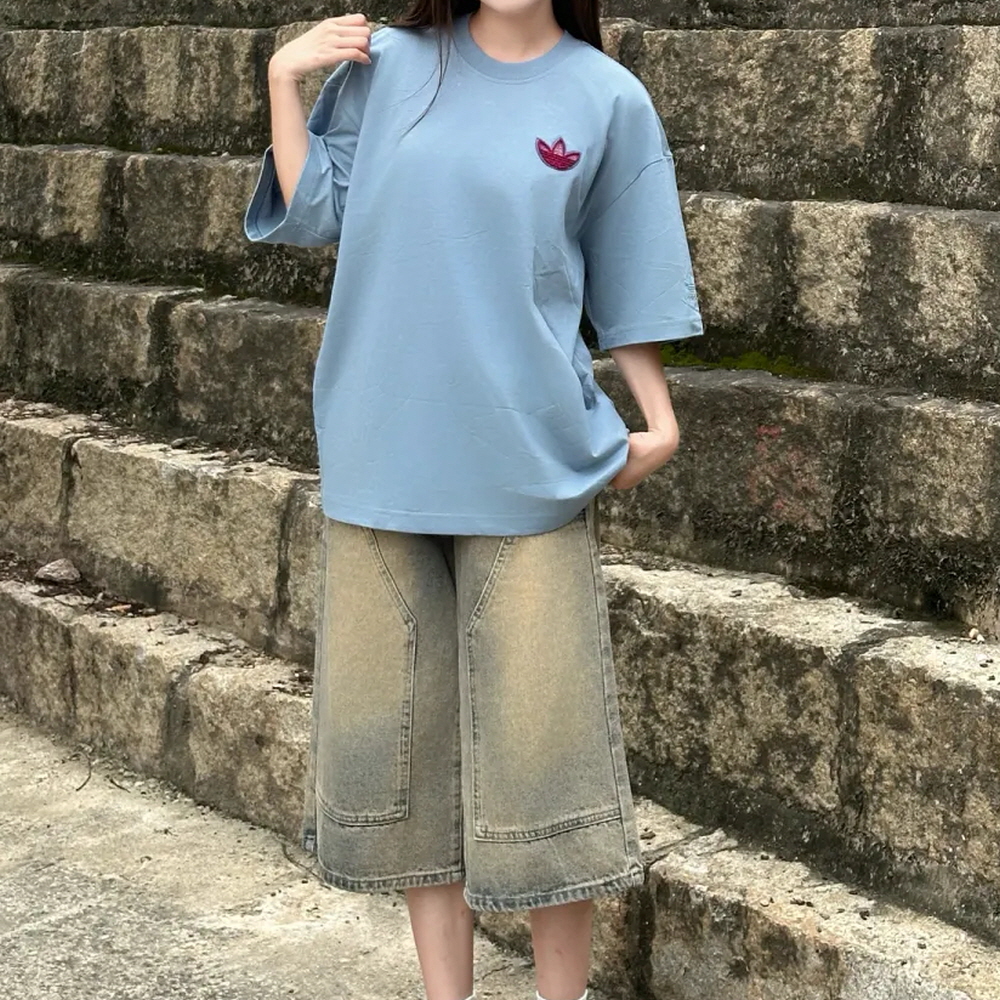 아디다스 오리지널 트레포일 그래픽 로고 반팔 티셔츠 블루 KE5892 이미지 6