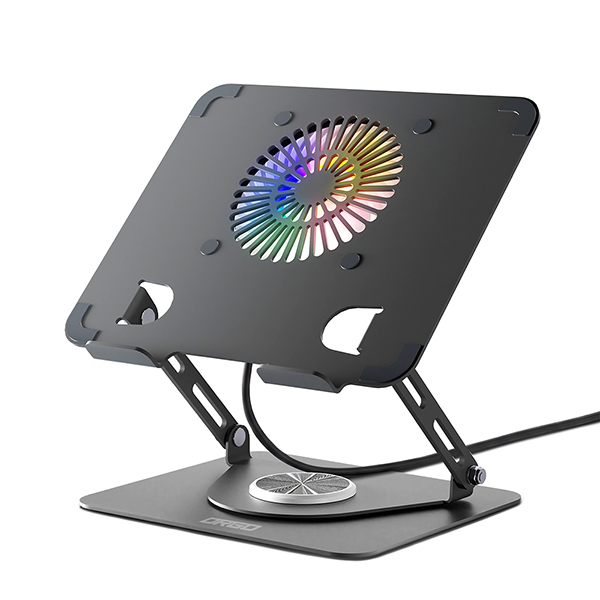 디알고 RGB LED 360도 접이식 카본 스틸 쿨러 노트북 스탠드 NTS06FAN - 상품 이미지