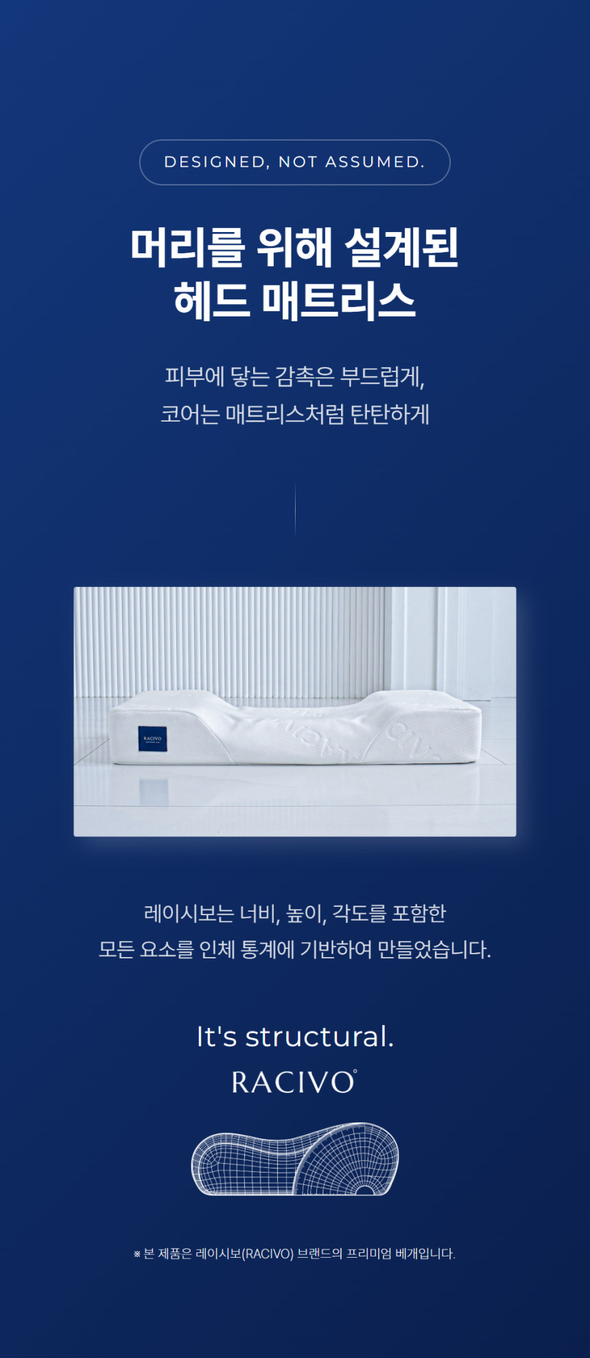 레이시보 RACIVO 오리지널 기능성 경추 메모리폼 베개 헤드 매트리스 - 상세 이미지 5