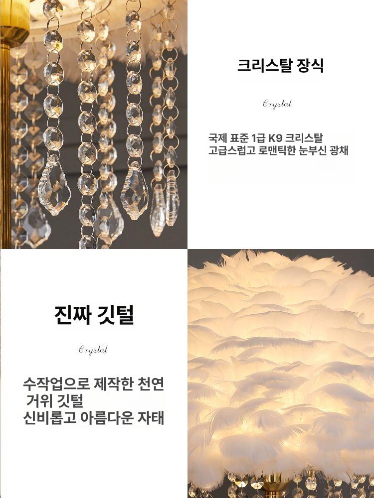 북유럽 깃털 조명 스튜디오 등 램프 예쁜 극/웜화이트) 화이트(단일 디자인 무드 화이트 페더 싱글 로드 + 솔리드 웜 라이트 - 상세 이미지 2