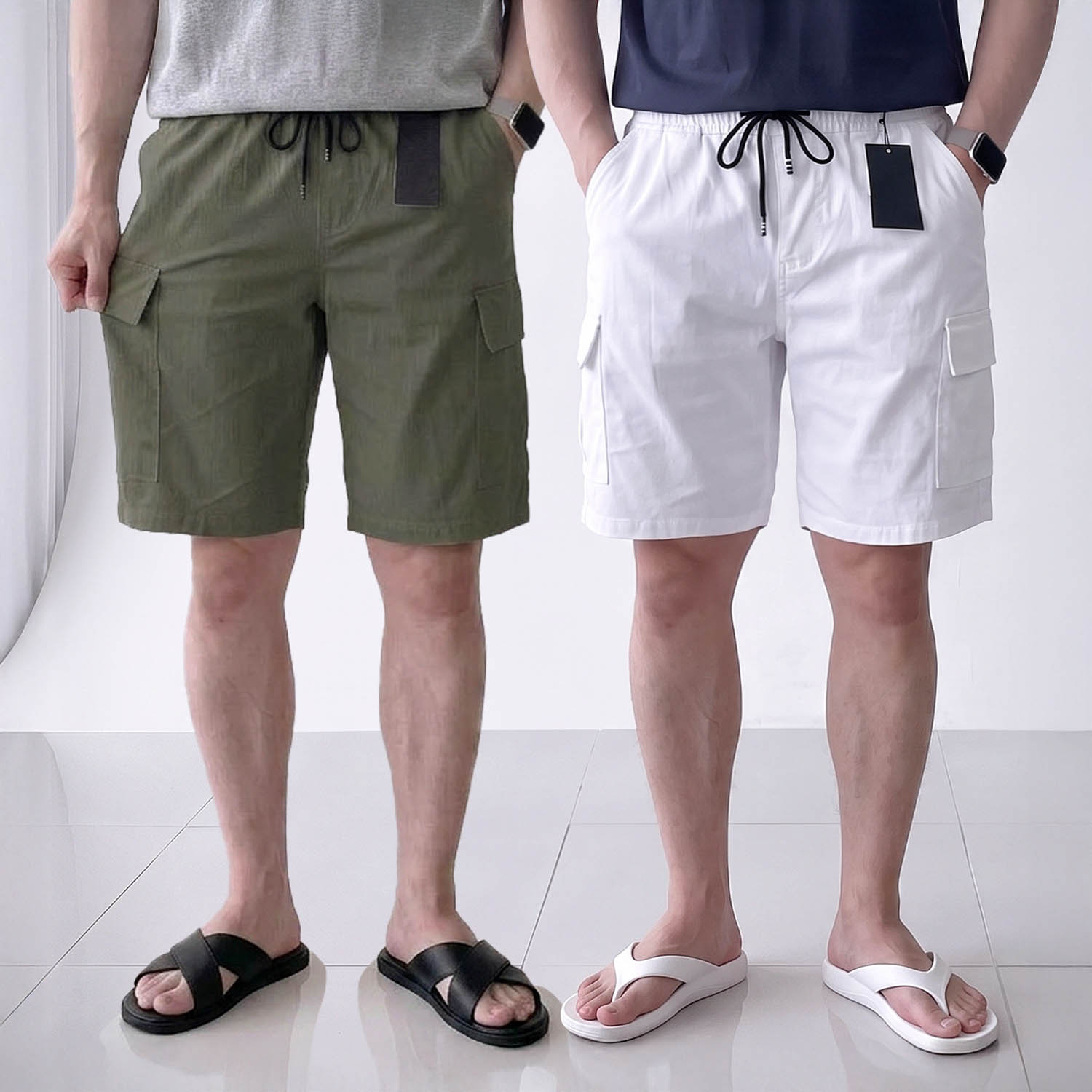1+1 남자카고반바지 스판팬츠 시원한반바지 남성쿨바지 남자시원한바지 - 상품 이미지
