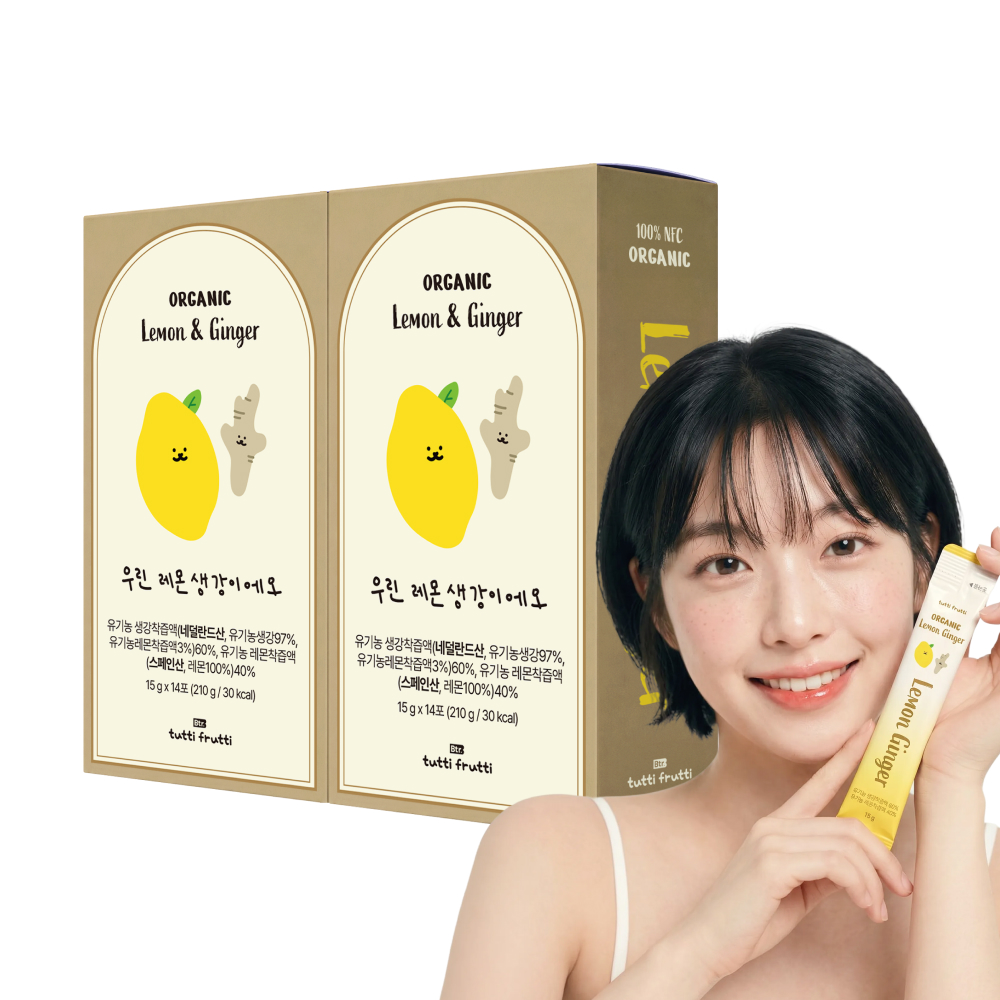 뚜띠프루티 우린 레몬생강이에오 유기농 레몬 생강즙 100% 진저샷 NFC 착즙 2박스 - 상품 이미지