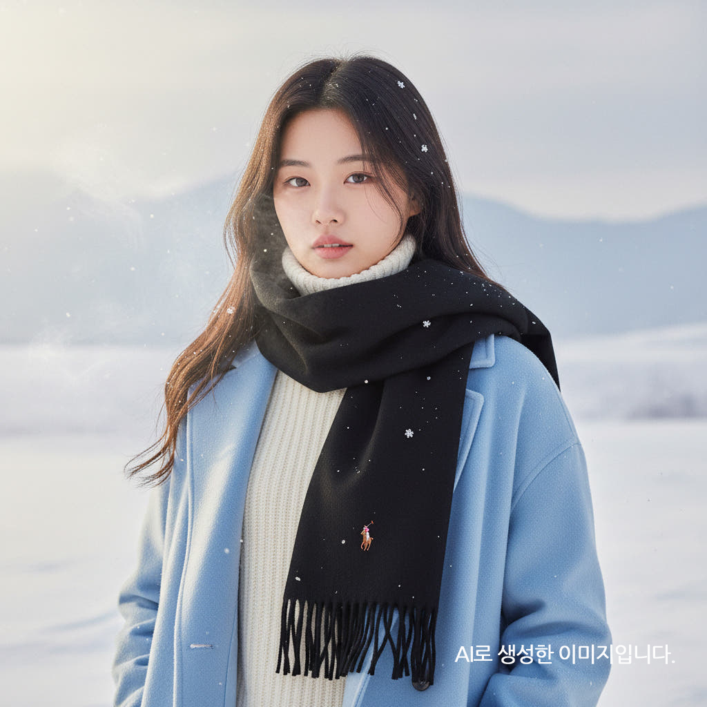 폴로 랄프로렌 남녀공용 목도리 스카프 머플러 PC1047-001 블랙 미국판 이미지 7