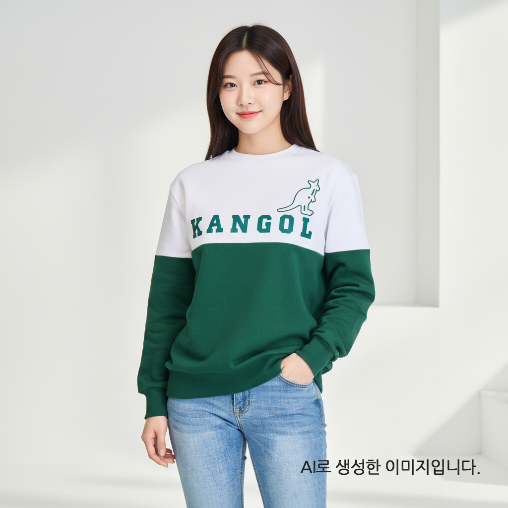 캉골 맨투맨 로고 남녀공용 그린 K96171빅로고 - 상품 이미지
