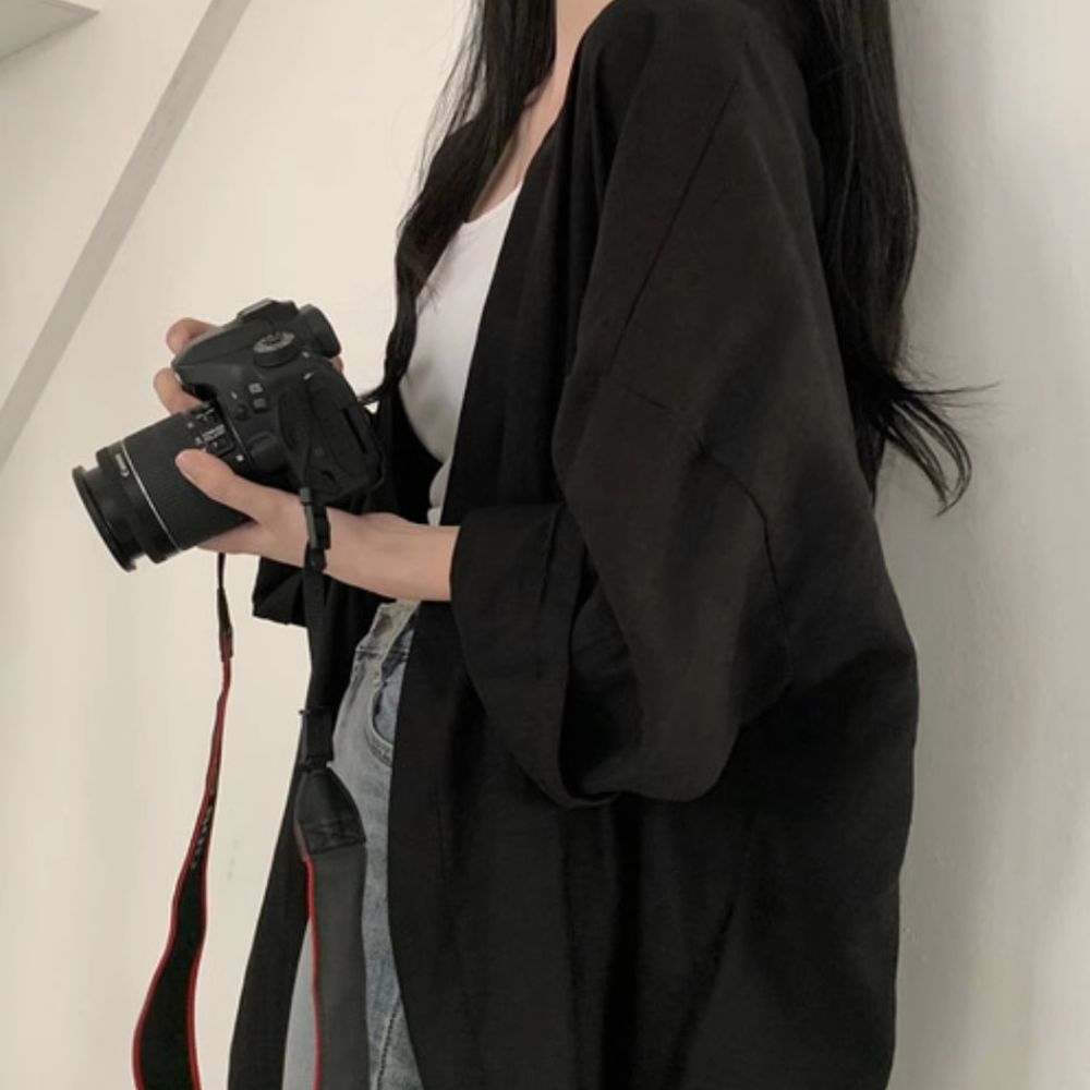 여성 린넨 로브 베이지 여름 가디건 롱 블랙 A. , A. S - 상품 이미지