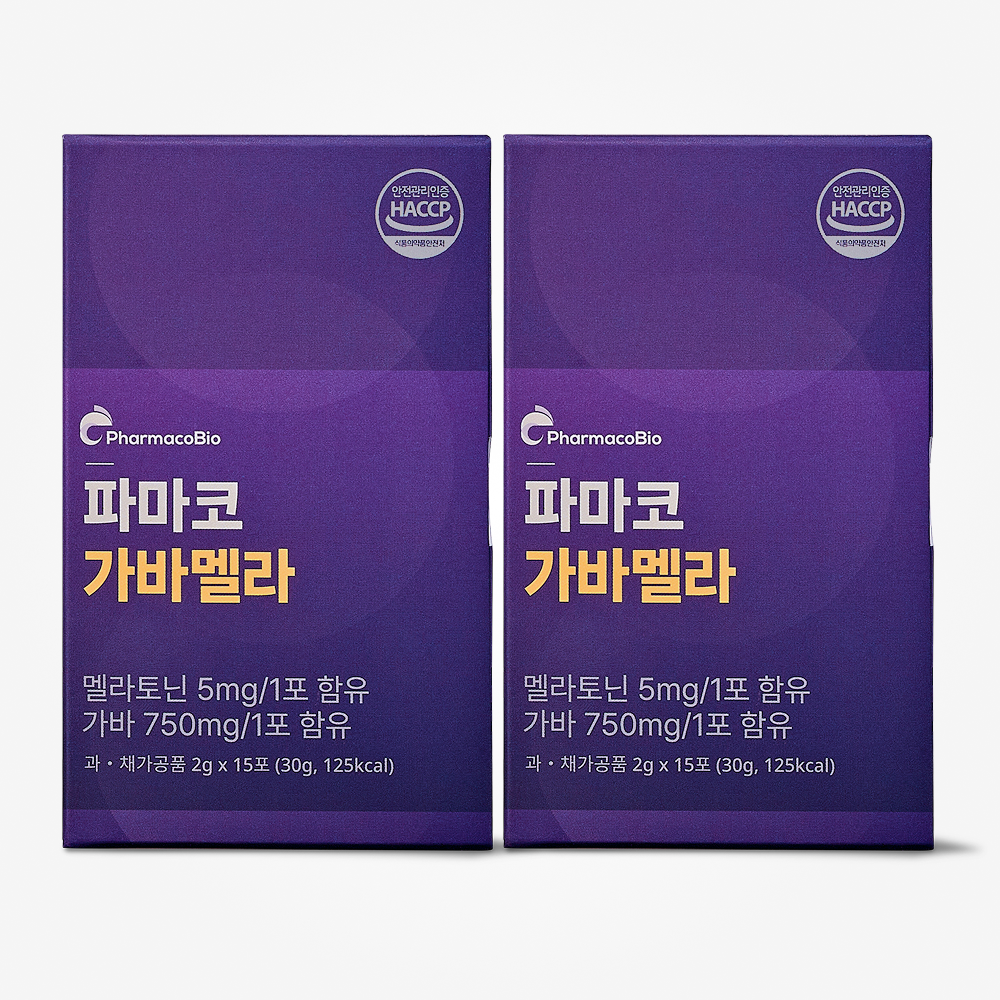 가바멜라 멜라토닌 5mg GABA 750mg 식물성 유산균 발효 15포, 2개 - 상품 이미지
