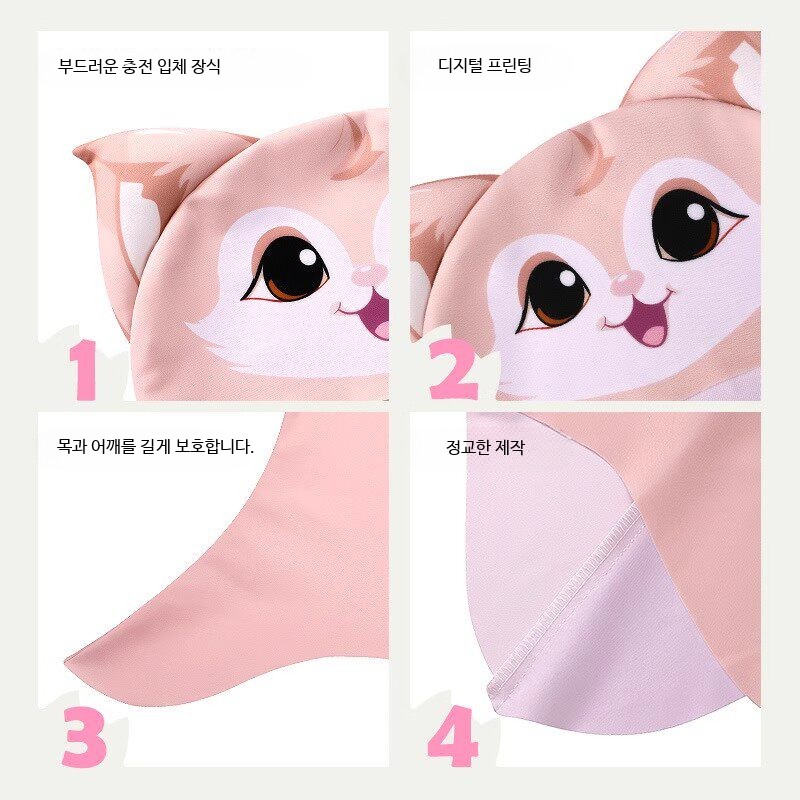 바라클라바 수영 자외선 차단 UPF 50+ 물놀이 얼굴 목 토시 바닷가 해변 검은고양이 (M 성인용) - 상세 이미지 5