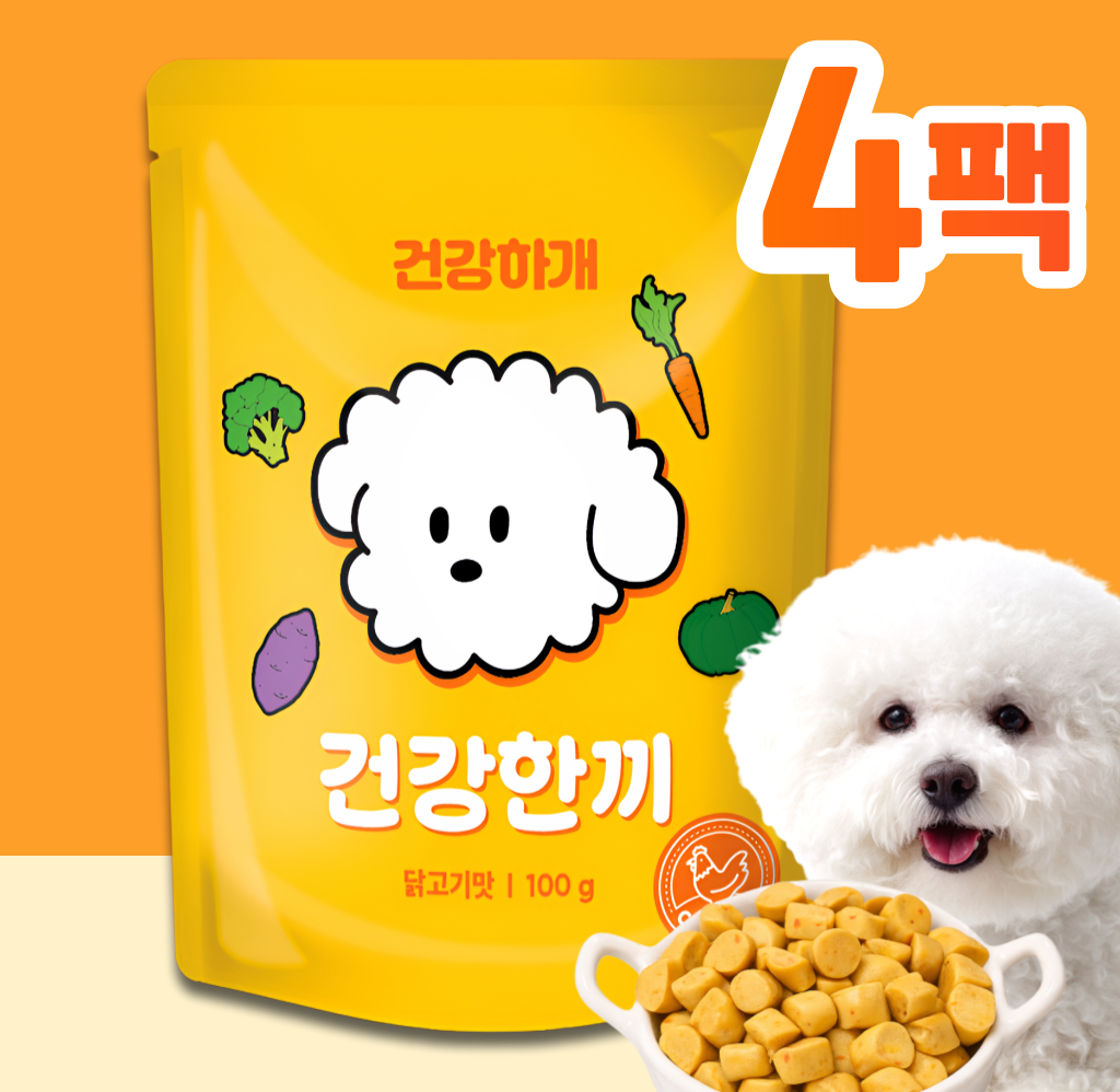 [건강하개] 건강한끼 강아지 주식 습식사료 수분보충 화식 닭고기, 100g, 4개 - 상품 이미지