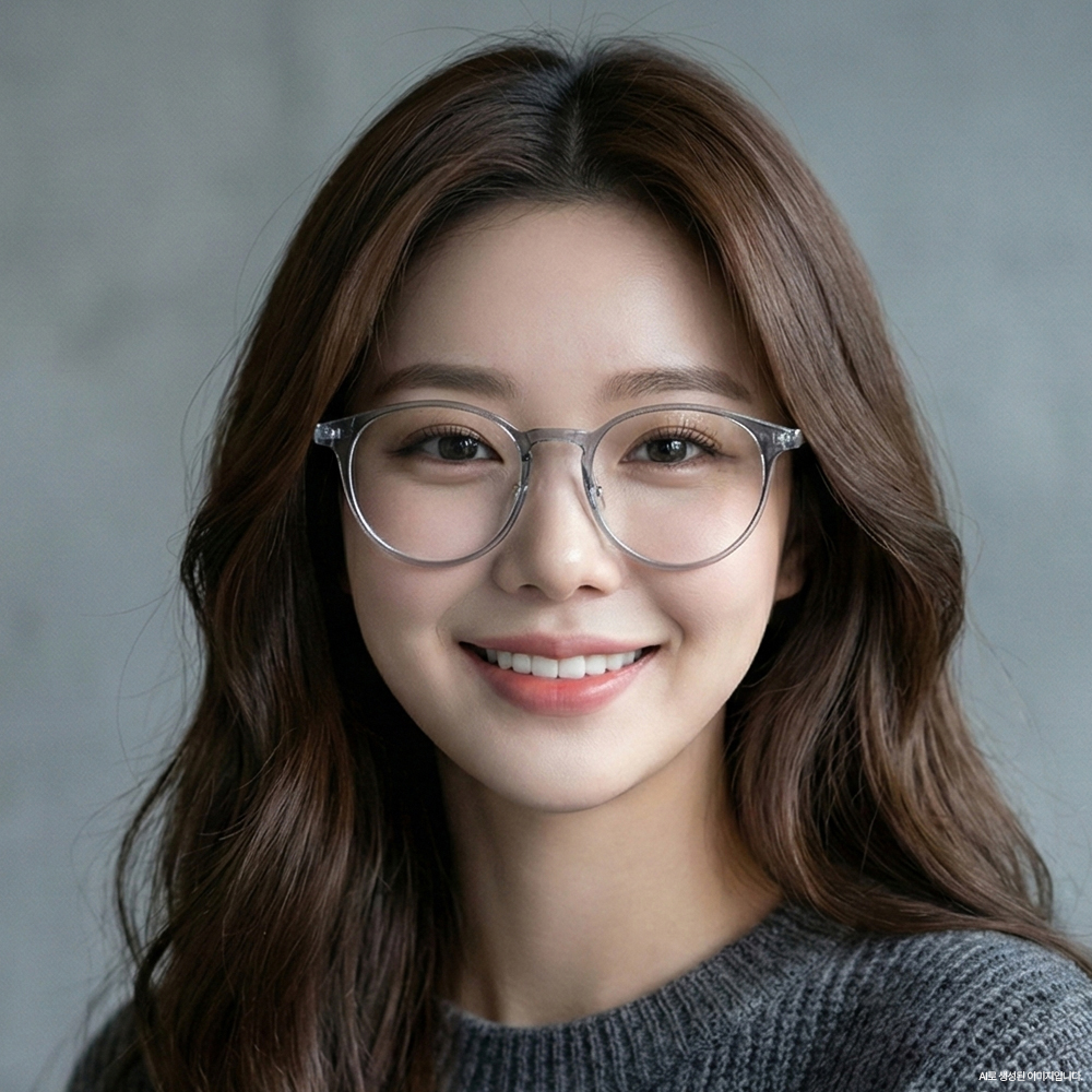 가벼운 티타늄안경테 동그란안경테 얇은 투명뿔테안경 블루라이트차단 변색렌즈 이미지 4