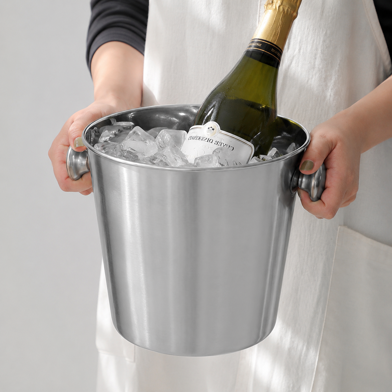 스텐 아이스버킷 4.5L 와인쿨러 앵커 손잡이 와인칠러 샴페인 칠링 대형 얼음 바스켓 - 상품 이미지