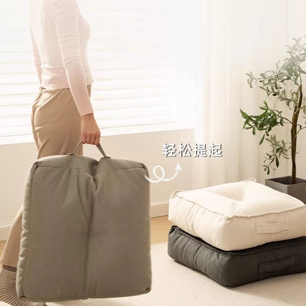 두툼한 원형 방석 바닥 다다미 거실 패브릭 A. 테크니컬 패브릭 - 미백 40x40x15 - 상세 이미지 4