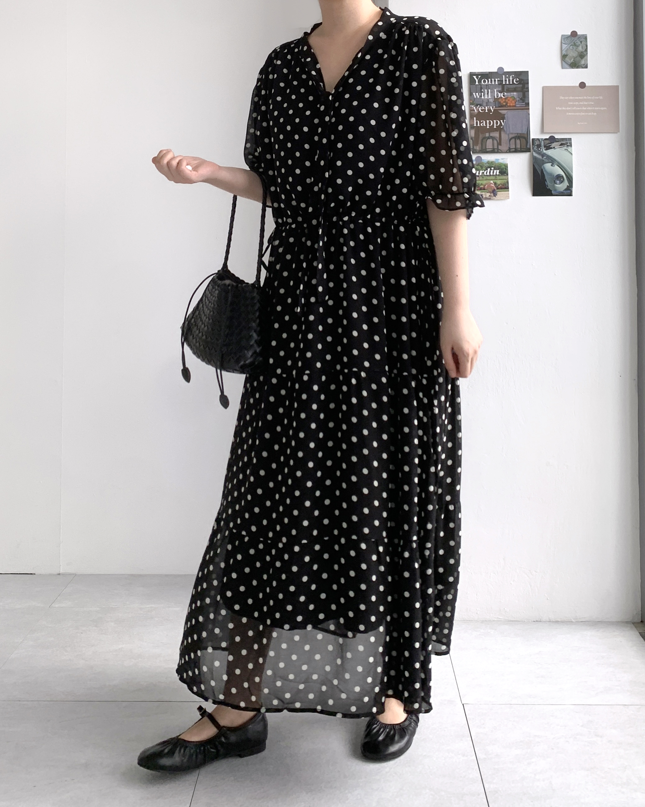 쉬폰원피스 도트원피스 여름 77사이즈원피스 이미지 6