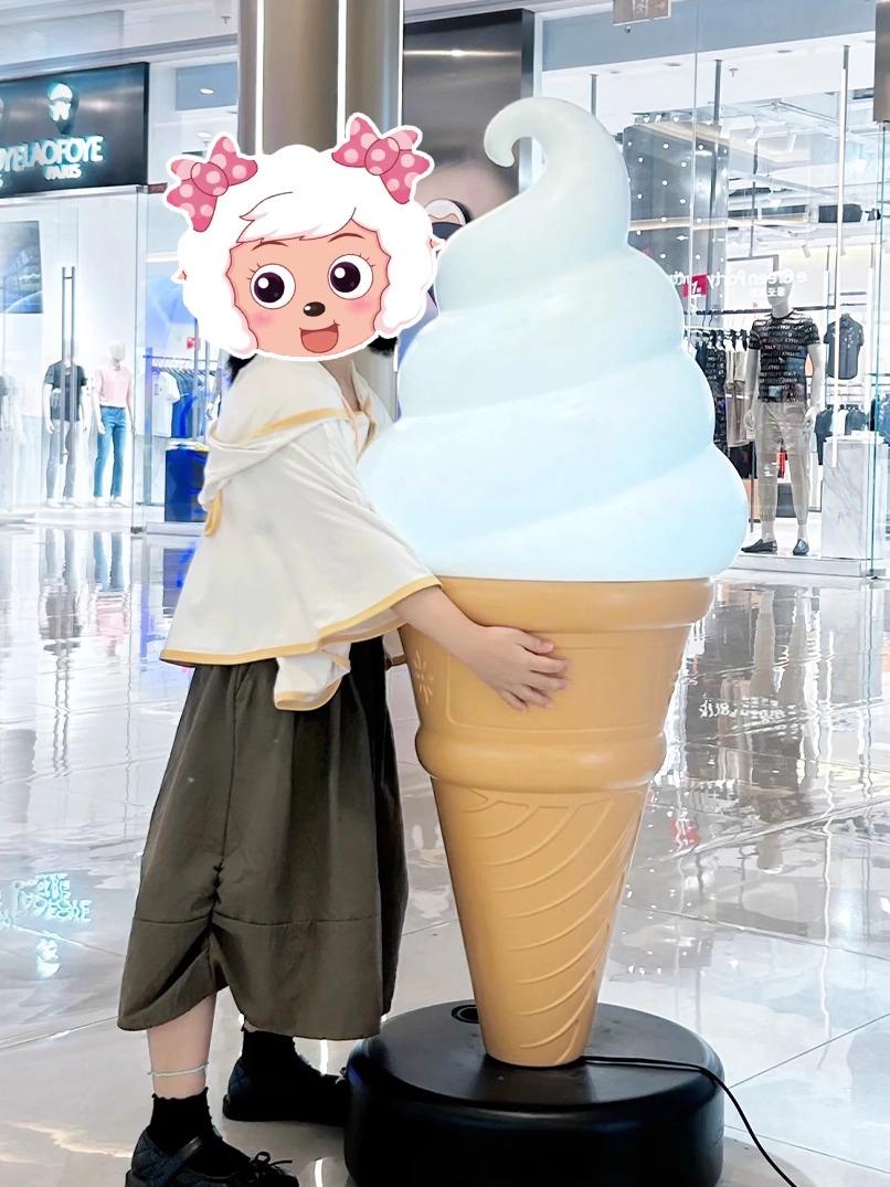대형 아이스크림 모형 95cm 인테리어 화이트(조명 카페 없음) 디저트 업소용 60cm 옐로우 레더 화이트 빈 케이스 없음 - 상세 이미지 2
