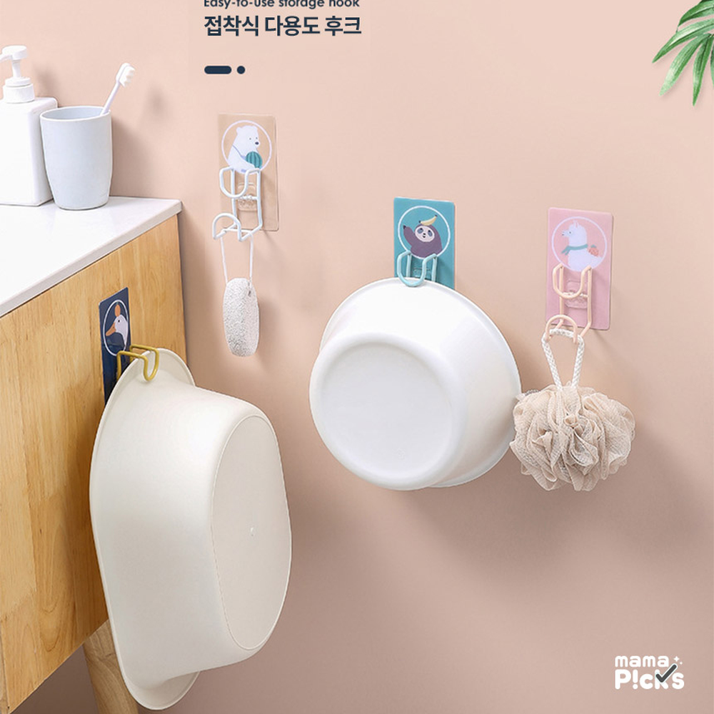 캐릭터디자인벽부착형대야걸이 접착식욕실정리세숫대야걸이 튼튼한생활수납 - 상세 이미지 3