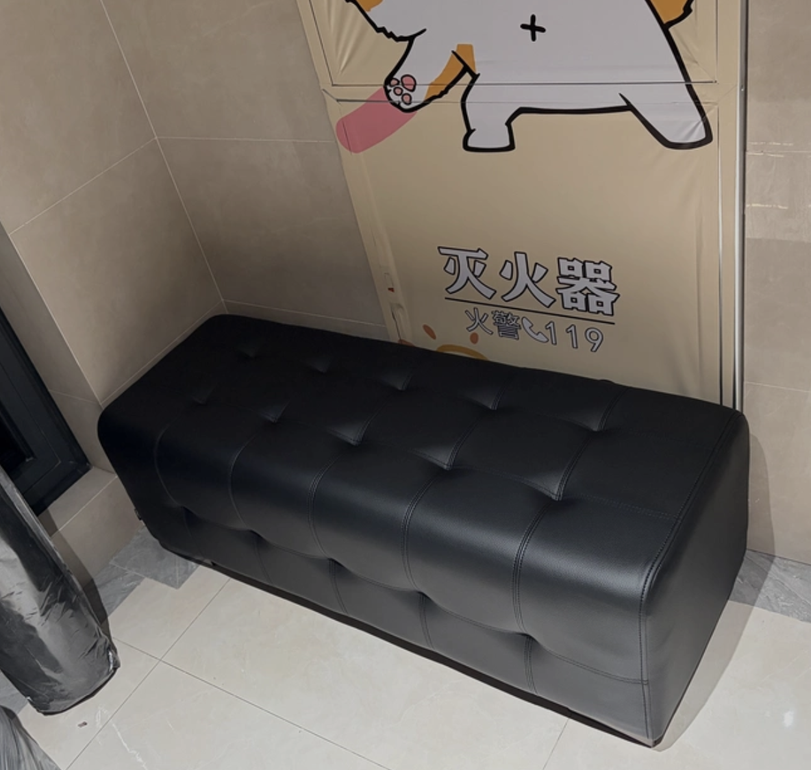 베드벤치 보조 현관 의자 등받이없는 가죽 스툴 거실 - 상세 이미지 3