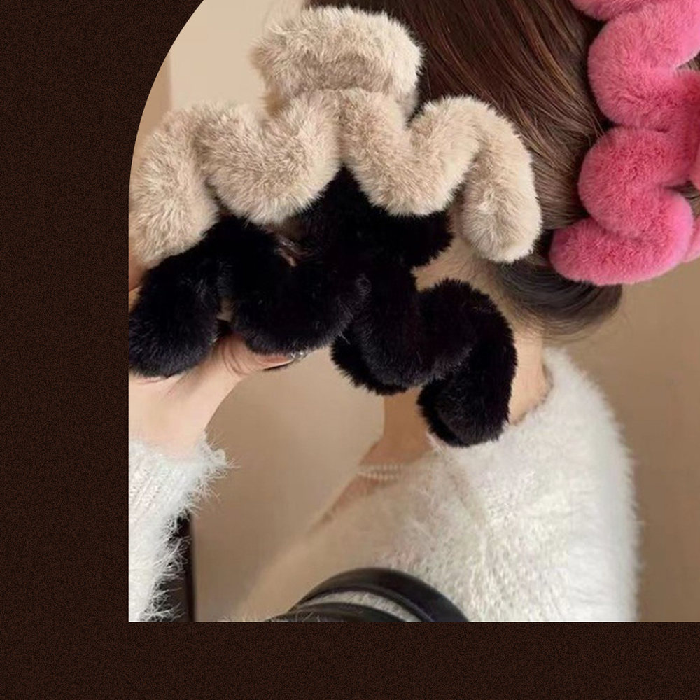 포근한컬러머리핀헤어집게핀 오버사이즈클로헤어핀 부드러운촉감모발고정플러시집게핀 - 상세 이미지 3