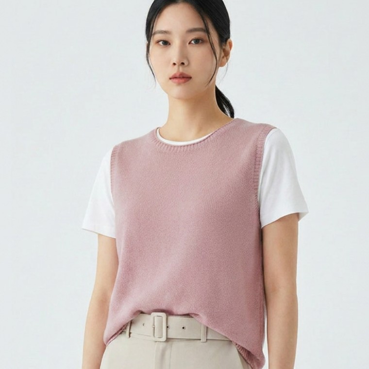 여성 여름조끼 레이어드 베스트 예쁜 루즈핏 니트 조끼 브이넥나시 - 상품 이미지