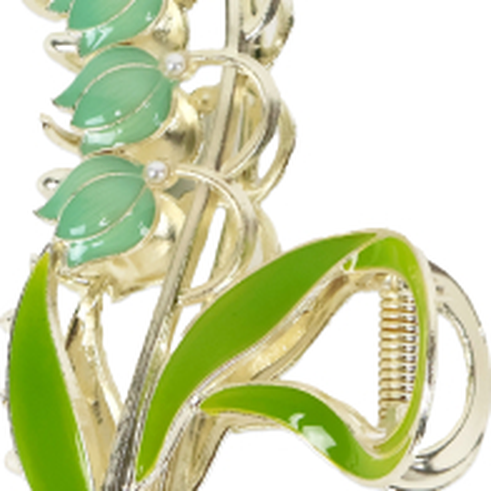 아연합금견고한헤어집게핀 고급스러운세련된머리집게핀 은방울꽃디테일높은고정력헤어고정핀 - 상세 이미지 3
