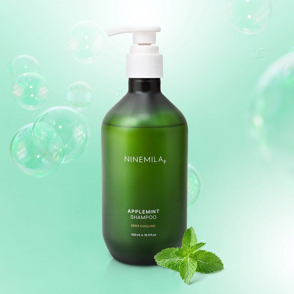 나인밀라 애플민트 약산성 여름 두피열 쿨샴푸 비듬케어 지루성 쿨링 지성샴푸, 500ml - 상세 이미지 2